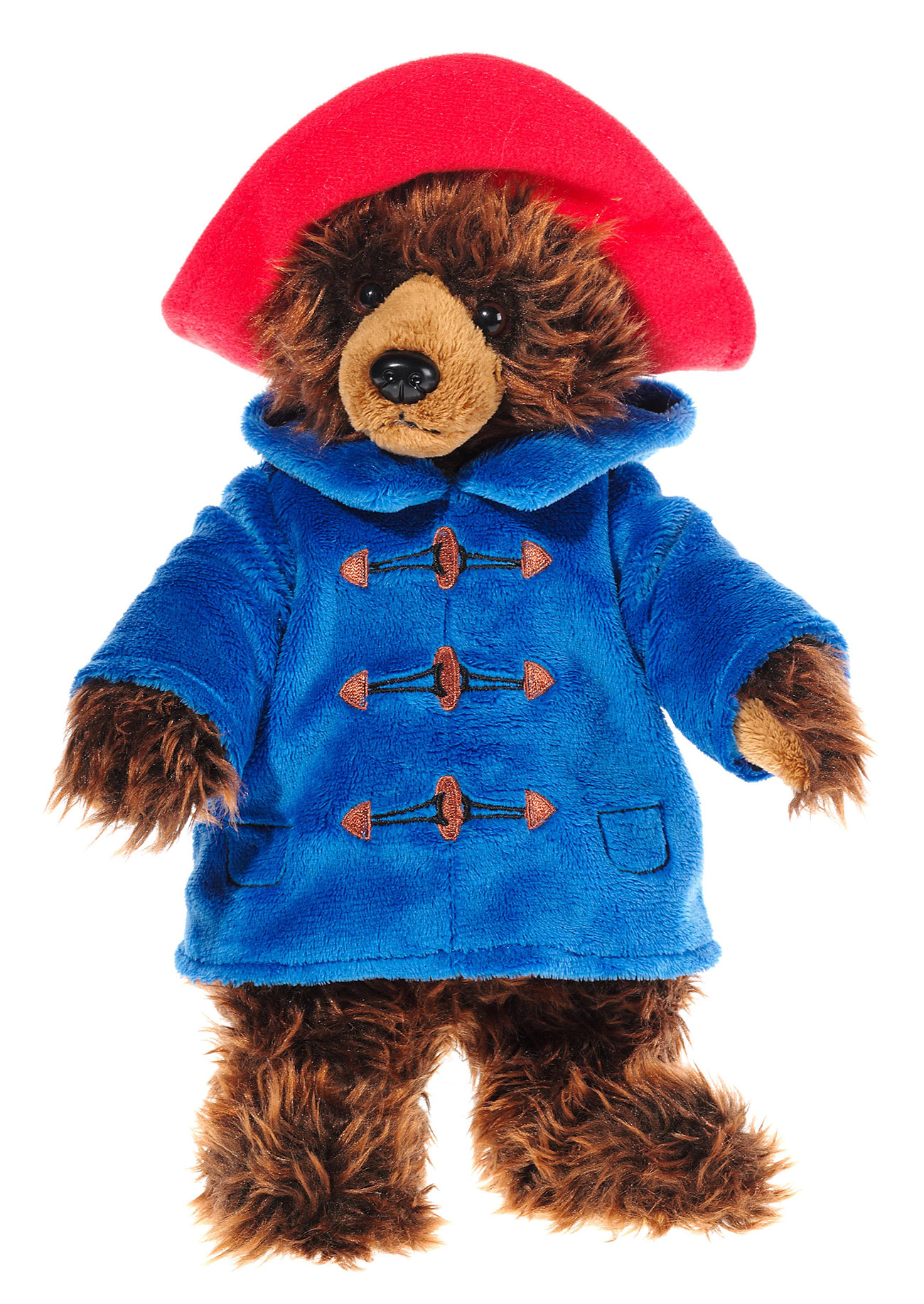 Heunec Paddington Bär mit seinem roten Hut und blauem Mantel in der 25cm Ausführung