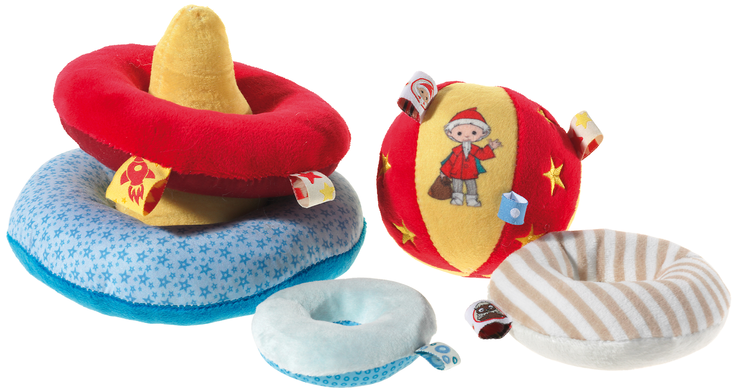 Sandmann_Stapel_Spielzeug_20cm_658370_1 Heunec Sandmann Stapel Spielzeug mit Glöckchen am Ball und Knisterring in 20cm - einzeln