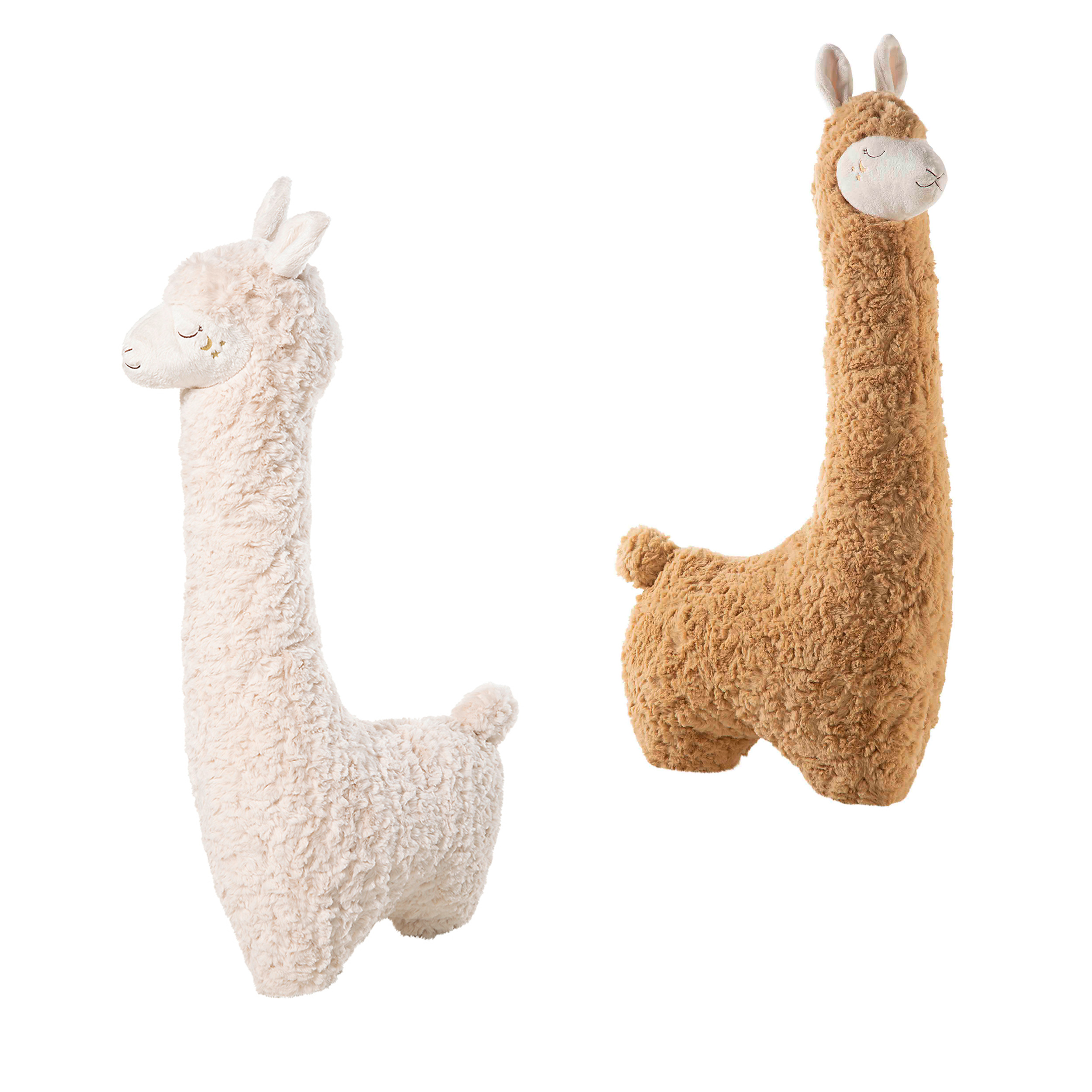 Plüschlama Bundle als 2er Set -  ein weißes Lama mit weichem Plüschfell und ein braunes Lama mit weichem Plüschfell