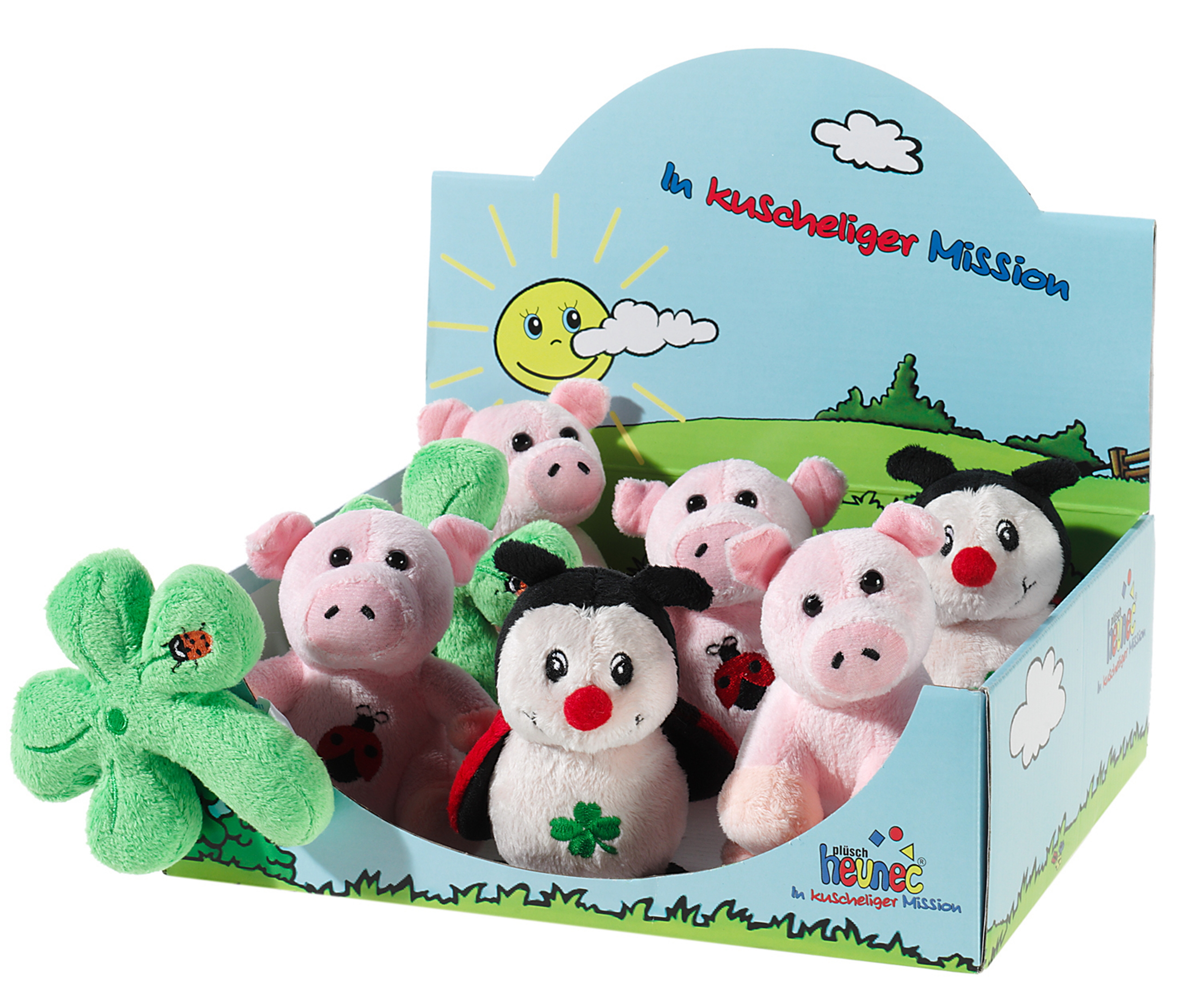 Heunec Glücksbringer Schweinchen, Marienkäfer und Kleeblatt in der 11cm Ausführung