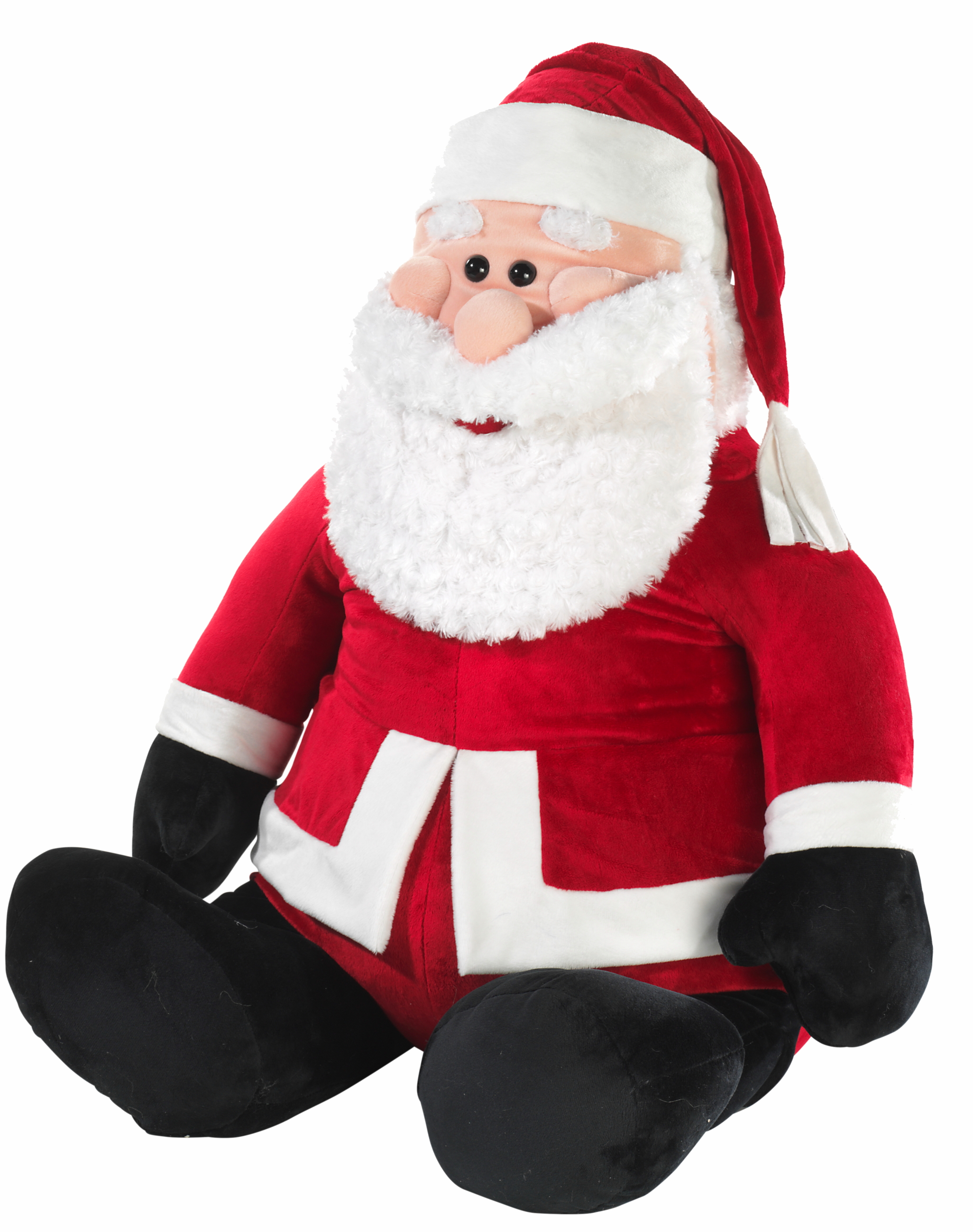 Heunec Flauschiger Weihnachtsmann mit schwarzen Stiefeln und Handschuhen in der 100cm Ausführung