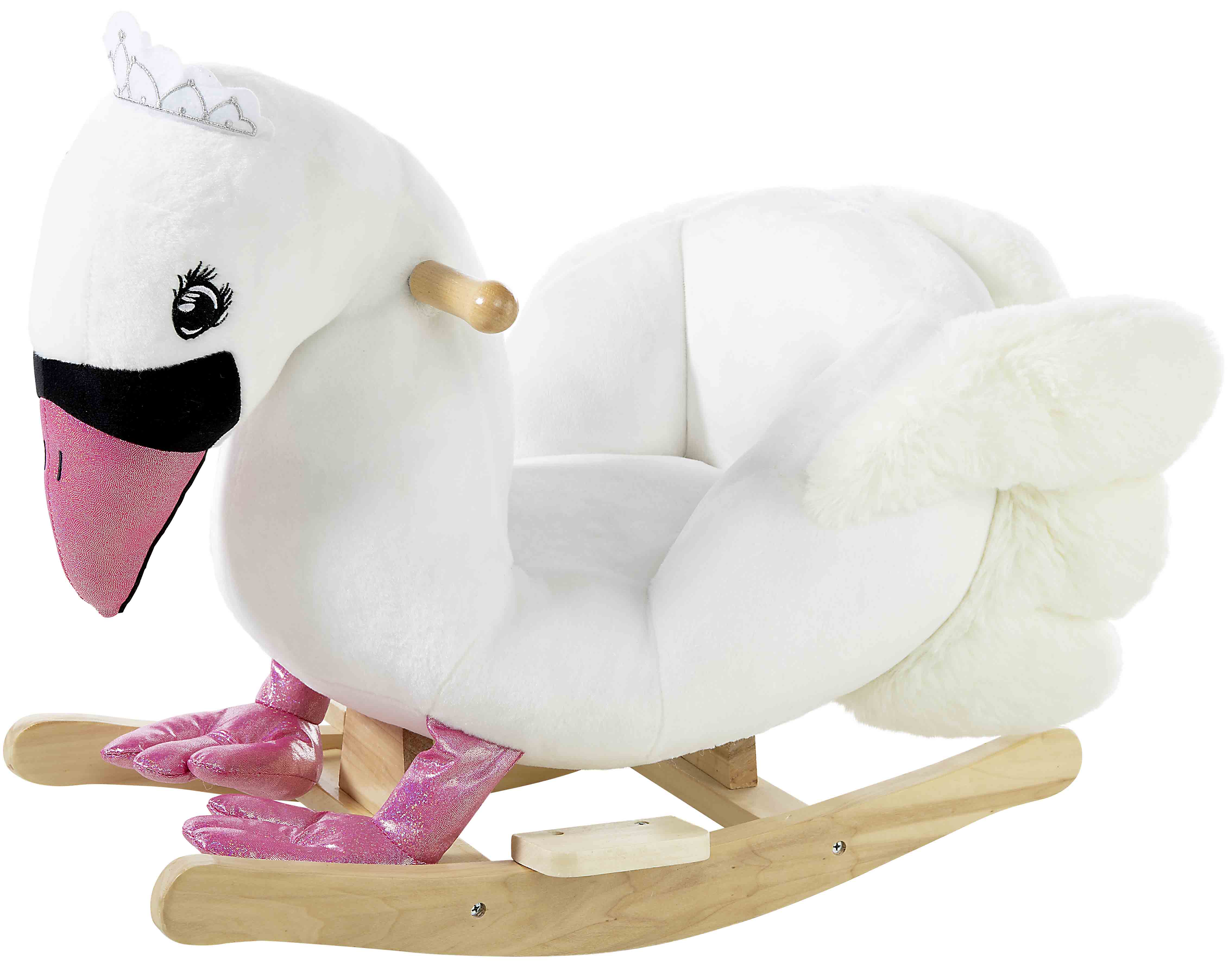 Heunec Schaukeltier Schwan in weiß mit Krone und pinken Füßen